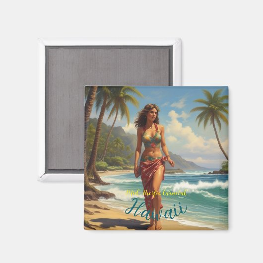 stijl Hawaiian Travel Honolulu Mid-Pacific Magneet (Voorkant / Achterkant)