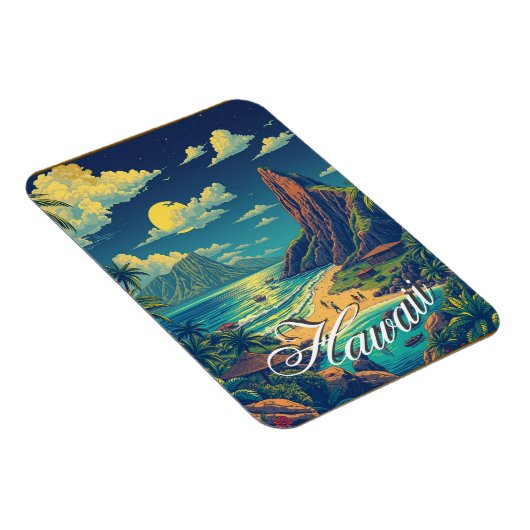  stijl Hawaiian Travel Honolulu Mid-Pacific Magneet (Rechterzijde)