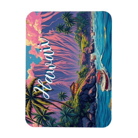  stijl Hawaiian Travel Honolulu Mid-Pacific Magneet (Verticaal)