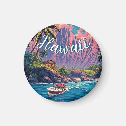  stijl Hawaiian Travel Honolulu Mid-Pacific Magneet (Voorkant)