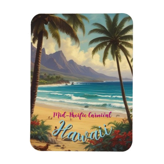  stijl Hawaiian Travel Honolulu Mid-Pacific Magneet (Verticaal)