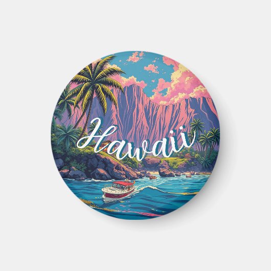 stijl Hawaiian Travel Honolulu Mid-Pacific Magneet (Voorkant)