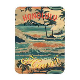 stijl Hawaiian Travel Honolulu Mid-Pacific Magneet