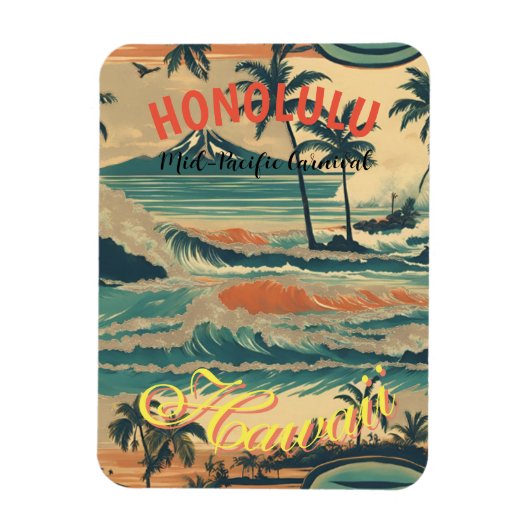 stijl Hawaiian Travel Honolulu Mid-Pacific Magneet (Verticaal)