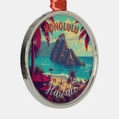stijl Hawaiian Travel Honolulu Mid-Pacific Metalen Ornament (Rechts)