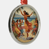  stijl Hawaiian Travel Honolulu Mid-Pacific Metalen Ornament (Rechts)
