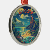  stijl Hawaiian Travel Honolulu Mid-Pacific Metalen Ornament (Rechts)