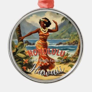 stijl Hawaiian Travel Honolulu Mid-Pacific Metalen Ornament