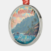  stijl Hawaiian Travel Honolulu Mid-Pacific Metalen Ornament (Links)
