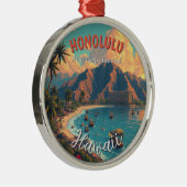  stijl Hawaiian Travel Honolulu Mid-Pacific Metalen Ornament (Rechts)