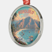  stijl Hawaiian Travel Honolulu Mid-Pacific Metalen Ornament (Links)