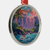  stijl Hawaiian Travel Honolulu Mid-Pacific Metalen Ornament (Rechts)