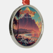 stijl Hawaiian Travel Honolulu Mid-Pacific Metalen Ornament (Rechts)