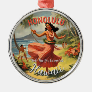  stijl Hawaiian Travel Honolulu Mid-Pacific Metalen Ornament