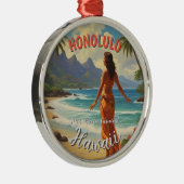 stijl Hawaiian Travel Honolulu Mid-Pacific Metalen Ornament (Rechts)