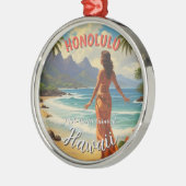 stijl Hawaiian Travel Honolulu Mid-Pacific Metalen Ornament (Links)