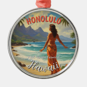 stijl Hawaiian Travel Honolulu Mid-Pacific Metalen Ornament