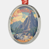  stijl Hawaiian Travel Honolulu Mid-Pacific Metalen Ornament (Links)