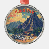  stijl Hawaiian Travel Honolulu Mid-Pacific Metalen Ornament (Voorkant)