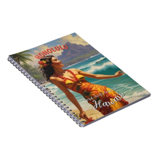  stijl Hawaiian Travel Honolulu Mid-Pacific Notitieboek (Rechterzijde)