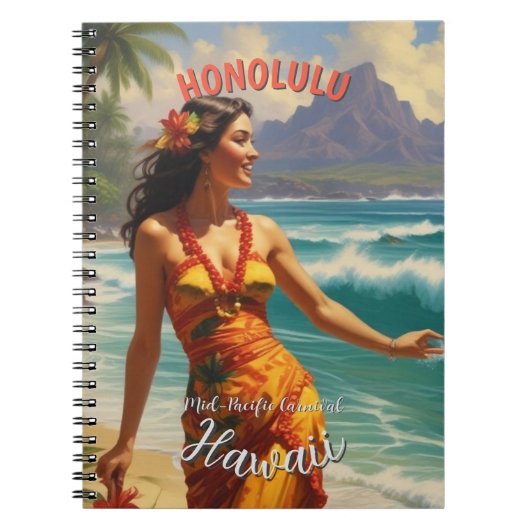  stijl Hawaiian Travel Honolulu Mid-Pacific Notitieboek (Voorkant)