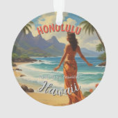  stijl Hawaiian Travel Honolulu Mid-Pacific Ornament (achterkant)