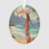  stijl Hawaiian Travel Honolulu Mid-Pacific Ornament (voorkant)