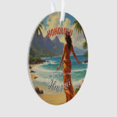  stijl Hawaiian Travel Honolulu Mid-Pacific Ornament (voorkant)