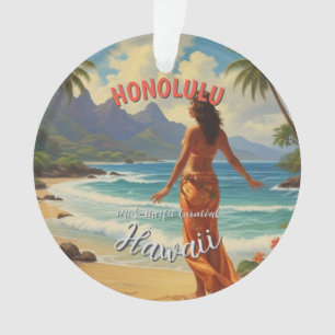 stijl Hawaiian Travel Honolulu Mid-Pacific Ornament