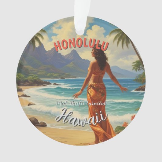  stijl Hawaiian Travel Honolulu Mid-Pacific Ornament (voorkant)