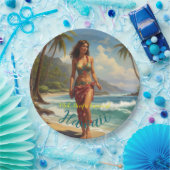  stijl Hawaiian Travel Honolulu Mid-Pacific Papieren Bordje (Feest)