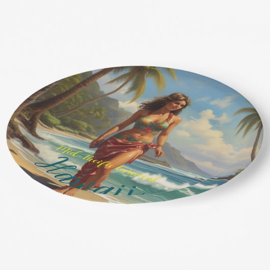  stijl Hawaiian Travel Honolulu Mid-Pacific Papieren Bordje (Gekanteld)