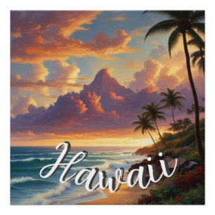 stijl Hawaiian Travel Honolulu Mid-Pacific Perfect Poster