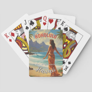  stijl Hawaiian Travel Honolulu Mid-Pacific Pokerkaarten