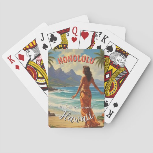 stijl Hawaiian Travel Honolulu Mid-Pacific Pokerkaarten (Achterkant)