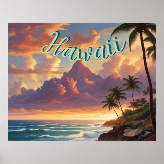 stijl Hawaiian Travel Honolulu Mid-Pacific Poster (Voorkant)