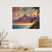 stijl Hawaiian Travel Honolulu Mid-Pacific Poster (Keuken)