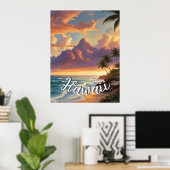  stijl Hawaiian Travel Honolulu Mid-Pacific Poster (Thuiskantoor)