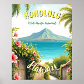  stijl Hawaiian Travel Honolulu Mid-Pacific Poster (Voorkant)