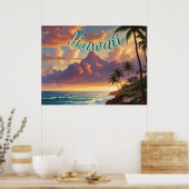 stijl Hawaiian Travel Honolulu Mid-Pacific Poster (Keuken)
