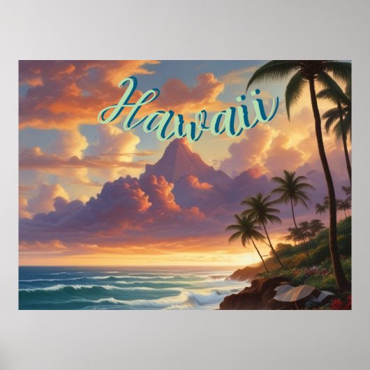 stijl Hawaiian Travel Honolulu Mid-Pacific Poster (Voorkant)