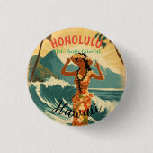  stijl Hawaiian Travel Honolulu Mid-Pacific Ronde Button 3,2 Cm (Voorkant)