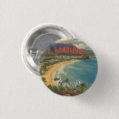 stijl Hawaiian Travel Honolulu Mid-Pacific Ronde Button 3,2 Cm (Voorkant /achterkant)
