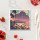  stijl Hawaiian Travel Honolulu Mid-Pacific Servet (Insitu)