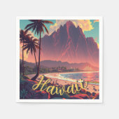 stijl Hawaiian Travel Honolulu Mid-Pacific Servet (Voorkant)