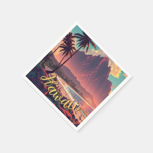 stijl Hawaiian Travel Honolulu Mid-Pacific Servet (Hoek)