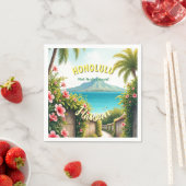  stijl Hawaiian Travel Honolulu Mid-Pacific Servet (Insitu)