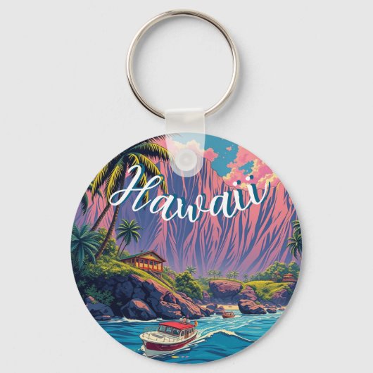  stijl Hawaiian Travel Honolulu Mid-Pacific Sleutelhanger (Voorkant)