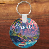  stijl Hawaiian Travel Honolulu Mid-Pacific Sleutelhanger (Achterkant)