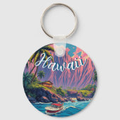  stijl Hawaiian Travel Honolulu Mid-Pacific Sleutelhanger (Achterkant)